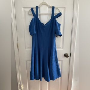 Blue Cold Shoulder Plus Size Dress
